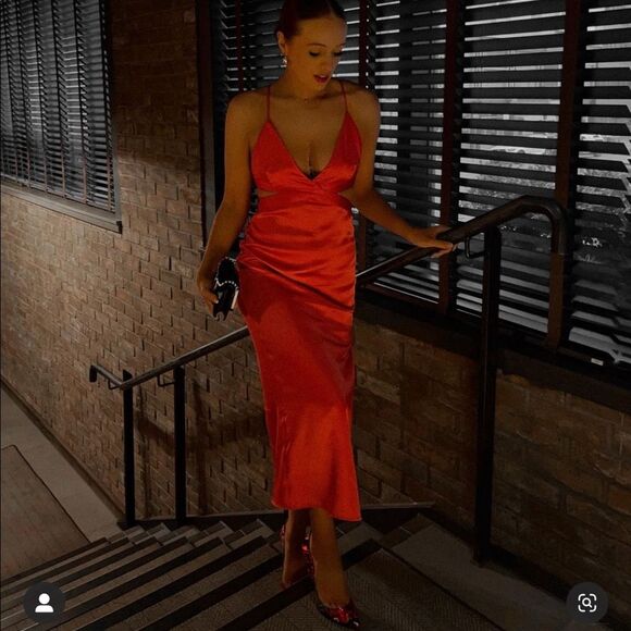 ZARA SATIN EFFECT CUT OUT DRESS - Picture 10 of 16